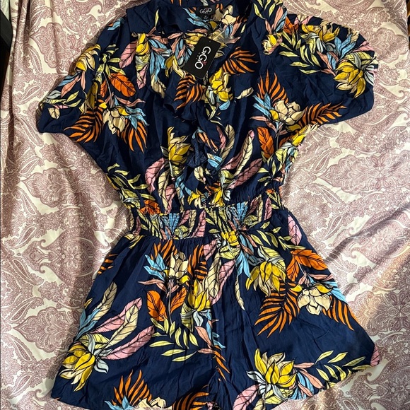 Gigio Pants - GCG Women's Tropical Print Navy Romper